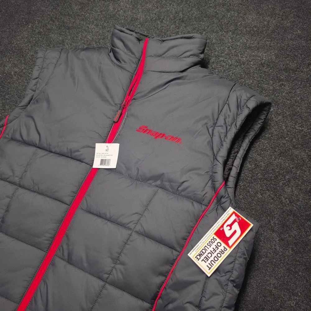 Snap-on Tools Pro Exhaust Puffer Vest Grey Red Sherpa Lined XL Choko Authentics